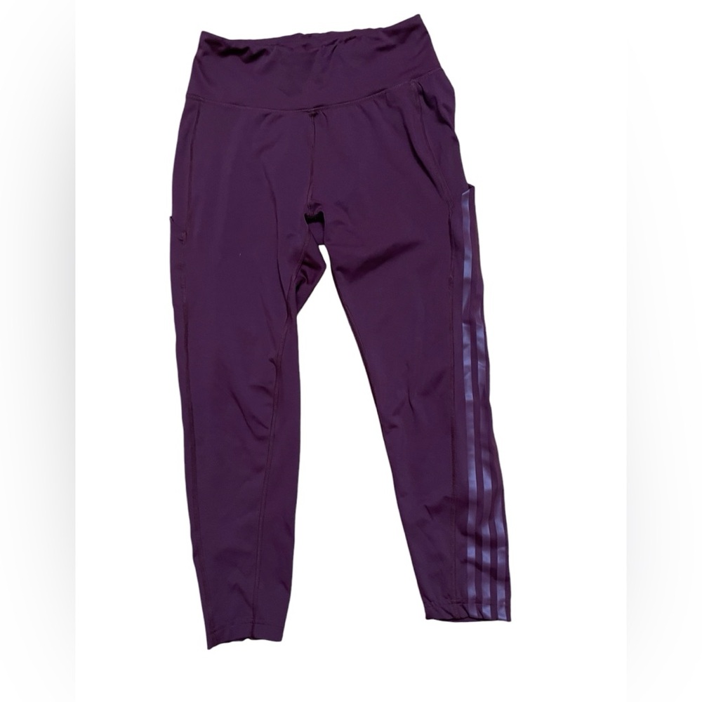 adidas Dark Purple Leggings with Side Stripes